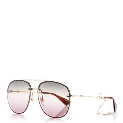 Gucci Metal Glitter Aviator Sunglasses G0227S Gold 1 of 8