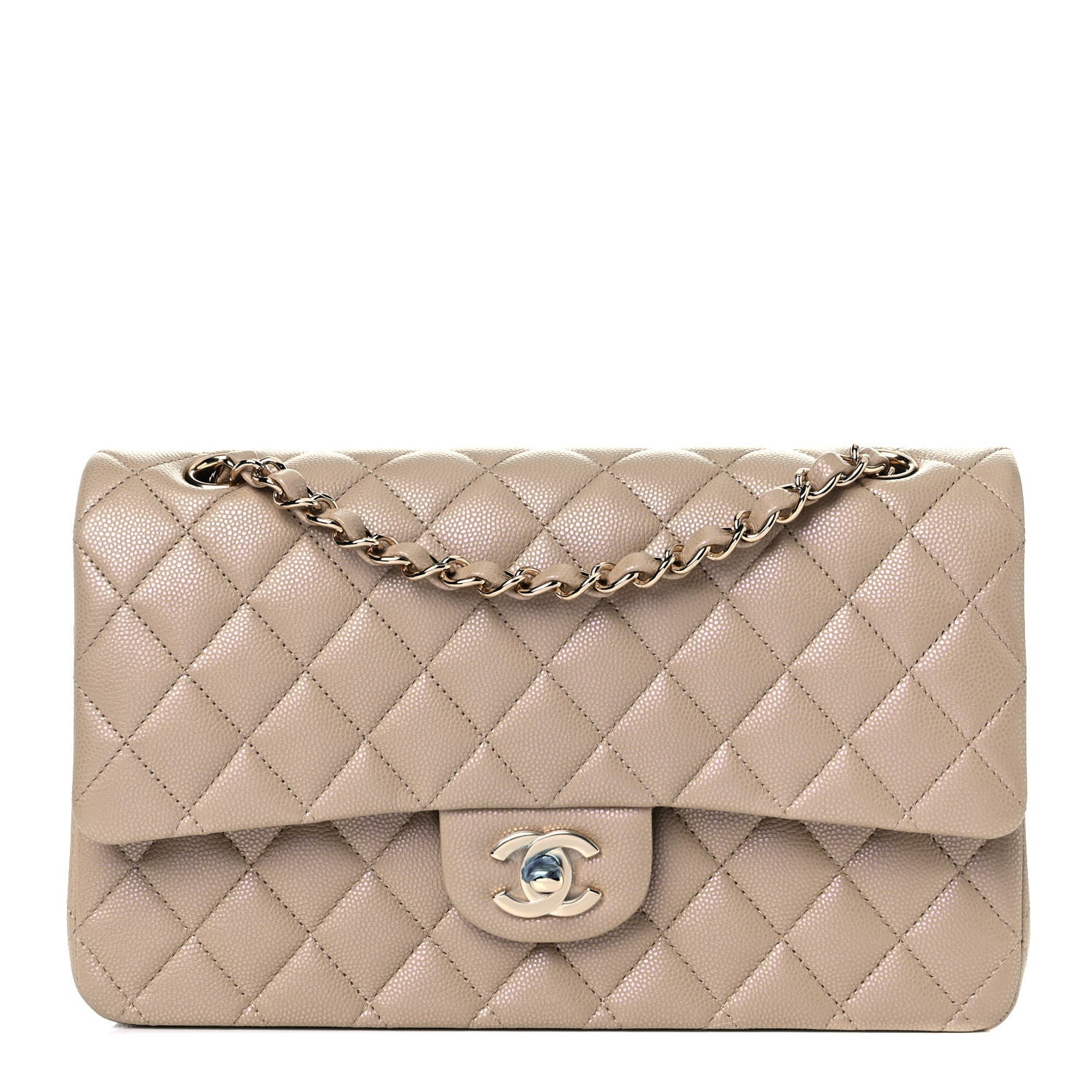 Chanel Iridescent Caviar Quilted Medium Double Flap Dark Beige 1 of 11