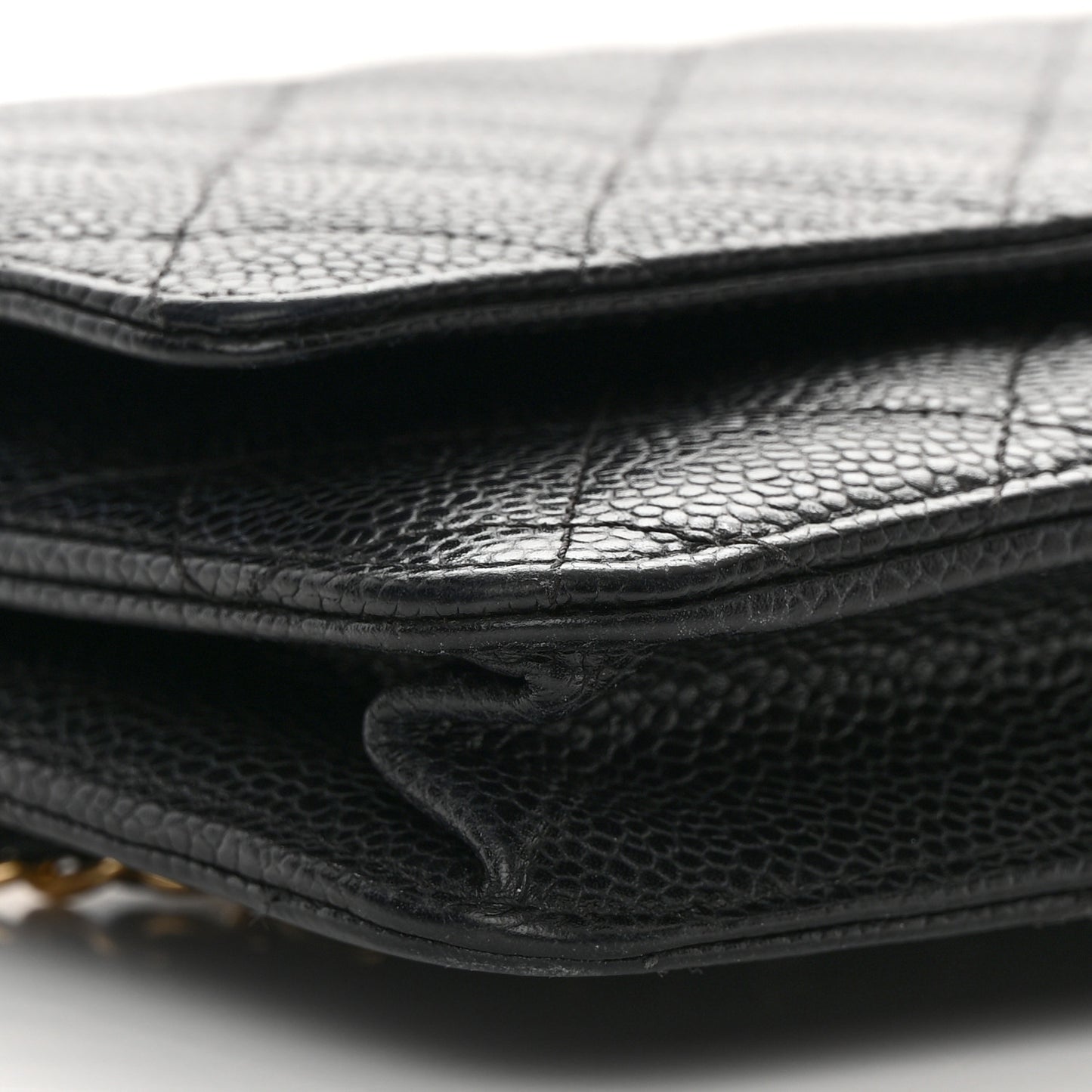 Caviar Quilted Wallet on Chain WOC Black