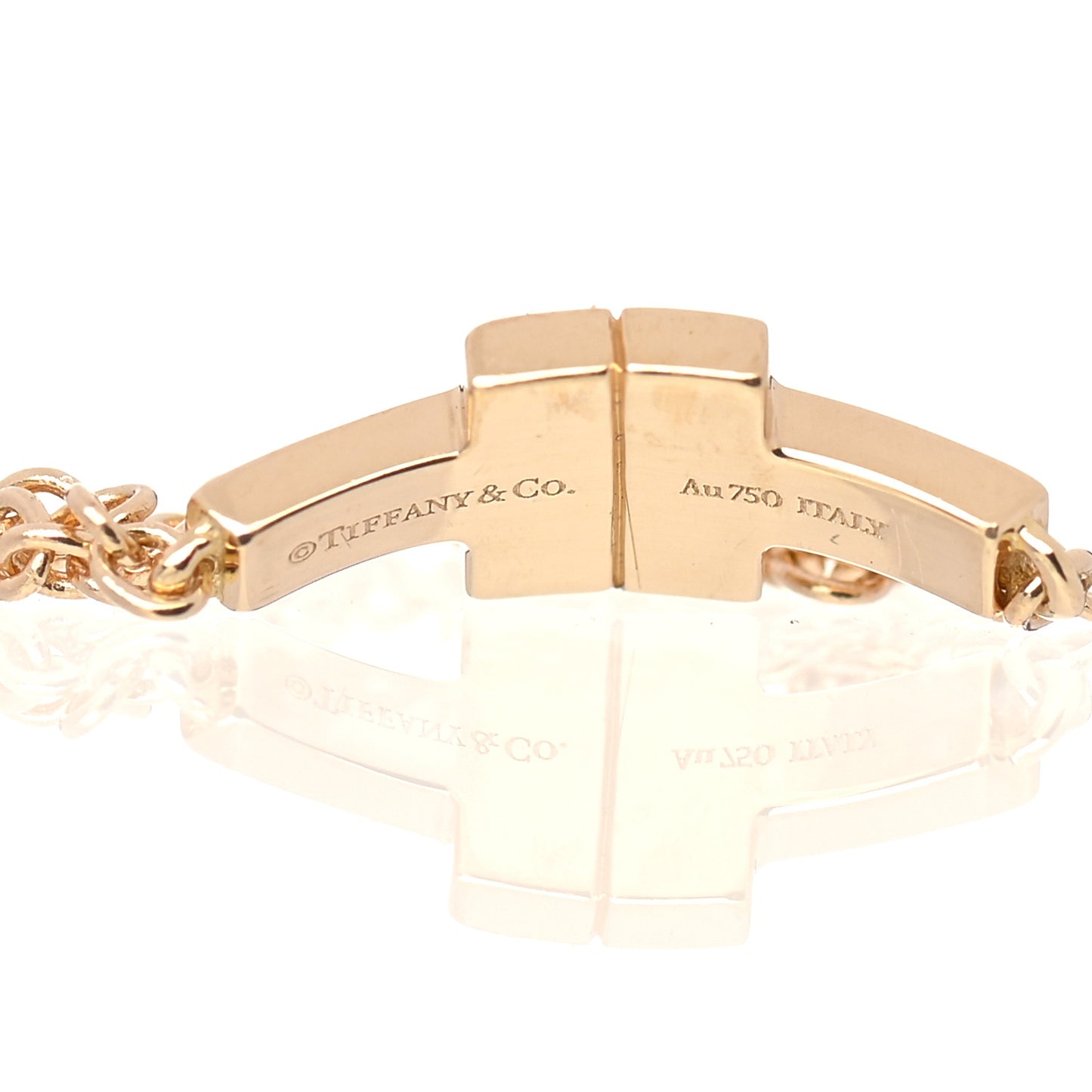 18K Yellow Gold Diamond T Chain Ring 57 8