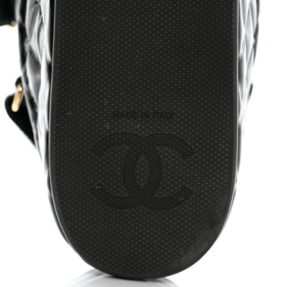 Chanel Shiny Calfskin Logo Platform Sandals 40 Black 8 of 8