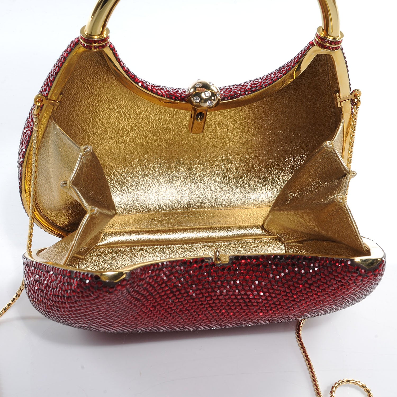 Judith Leiber Swarovski Crystal Minaudiere Evening Clutch Red 6 of 7