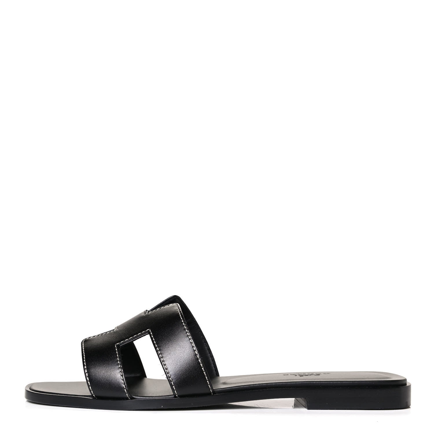 Hermes Box Calfskin Oran Sandals 37 Black 1 of 22