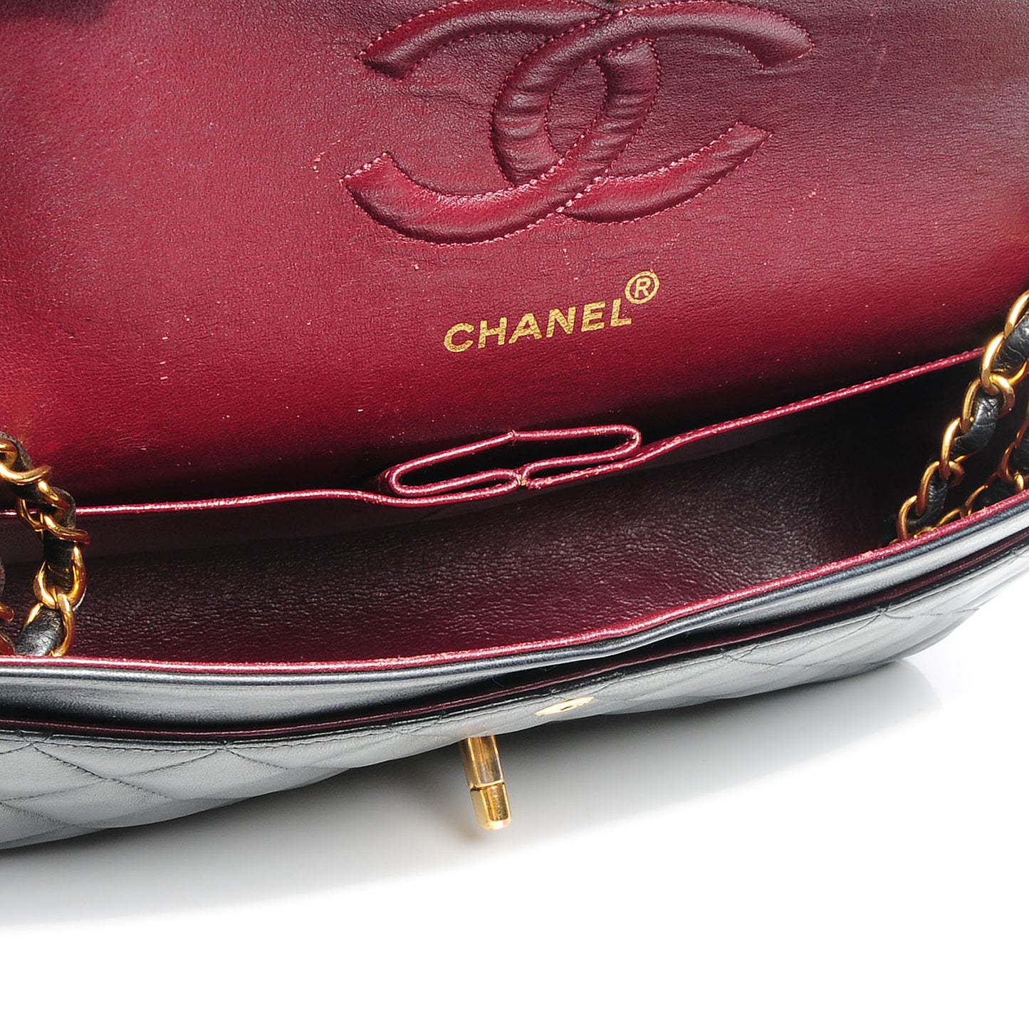 Lambskin Medium Double Flap Black