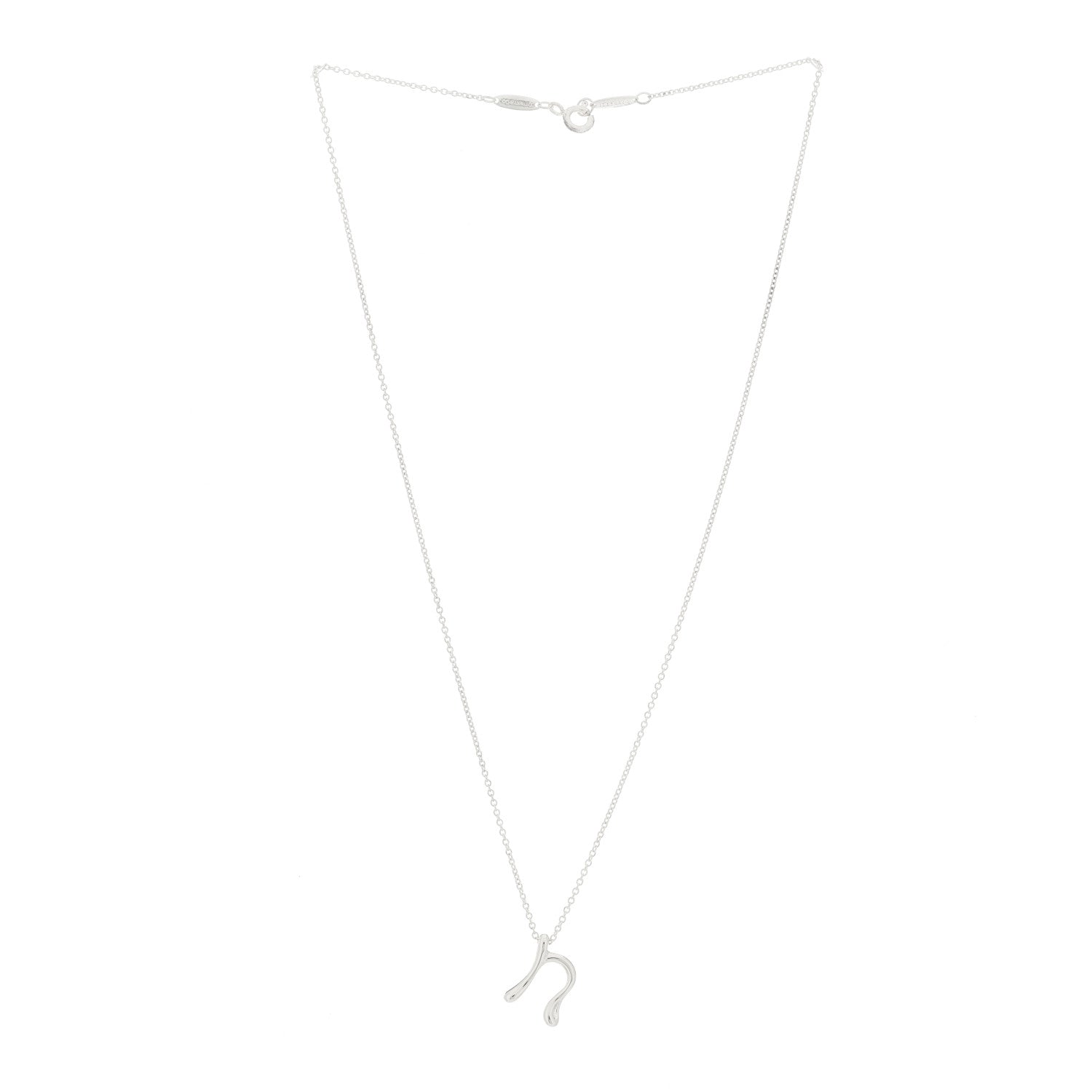 Tiffany Sterling Silver Elsa Peretti Letter N Pendant Necklace 3 of 7