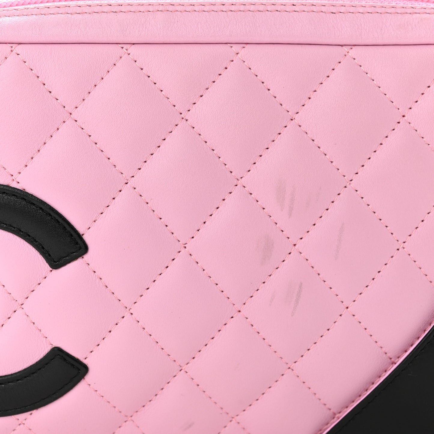 Calfskin Quilted Cambon Pochette Pink Black