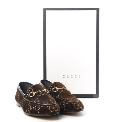 Gucci Velvet GG Monogram Horsebit Womens Jordaan Loafers 35.5 Brown Black 11 of 11