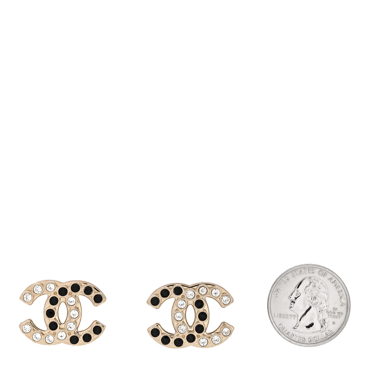 Chanel Crystal CC Earrings Black Gold 2 of 5