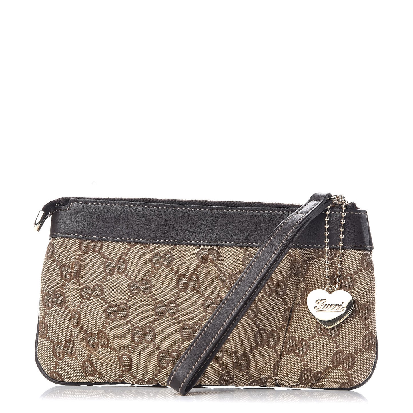 Monogram Hearts Wristlet Dark Brown