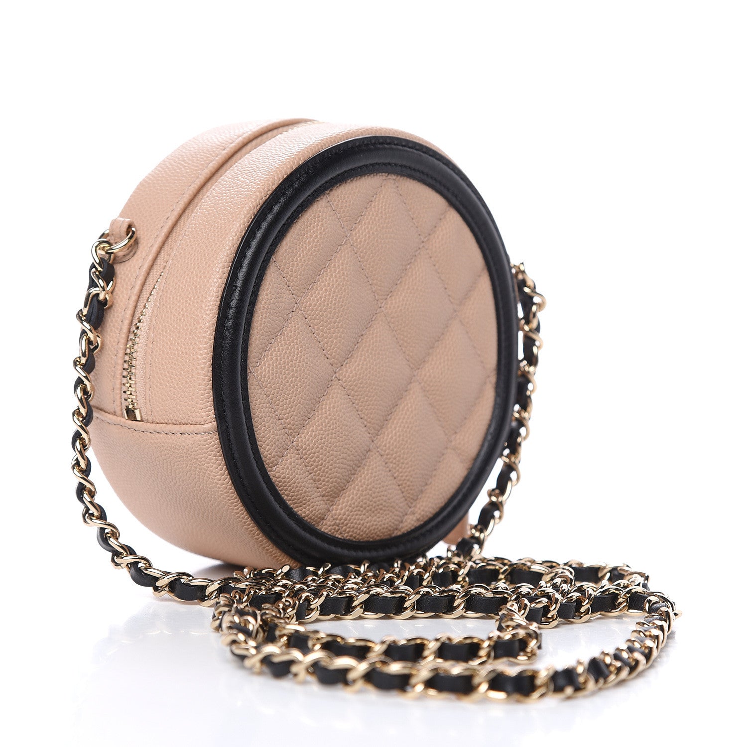 Chanel Caviar Quilted Round Filigree Crossbody Beige Black 3 of 10