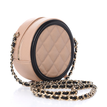Chanel Caviar Quilted Round Filigree Crossbody Beige Black 3 of 10