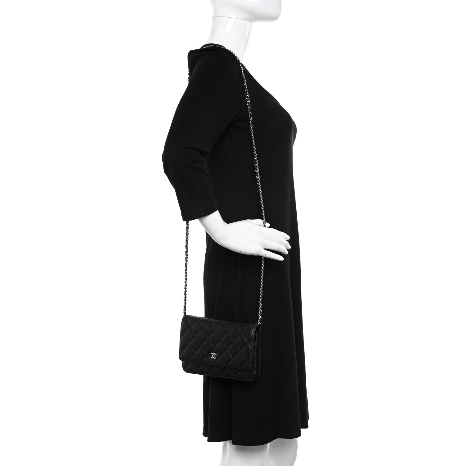 Chanel Lambskin Quilted Wallet On Chain WOC Black 2 of 13