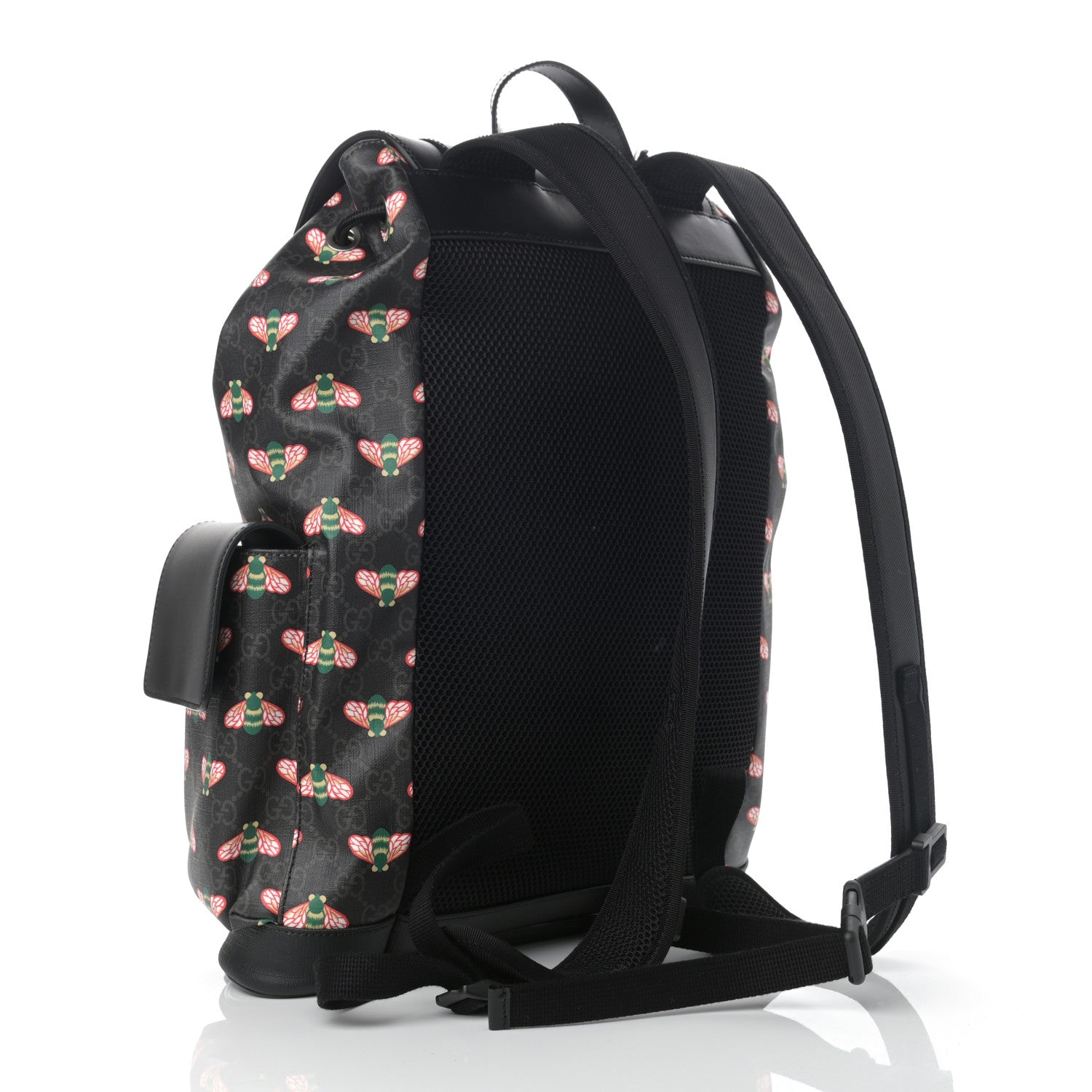 Gucci Soft GG Supreme Monogram Bee Multicolor Appia Calfskin Double Buckle Backpack Black Multicolor 3 of 11