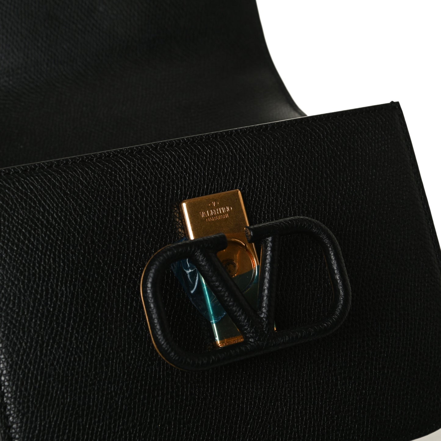 Grainy Calfskin Small VSling Shoulder Bag Black