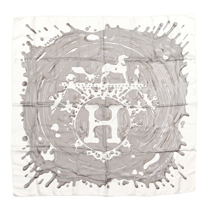 Hermes Silk Peinture Fraiche 90 White Sepia 1 of 7