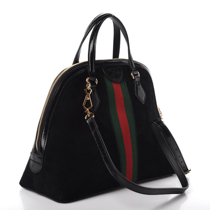 Gucci Suede Patent GG Web Medium Ophidia Top Handle Dome Bag Black 4 of 9