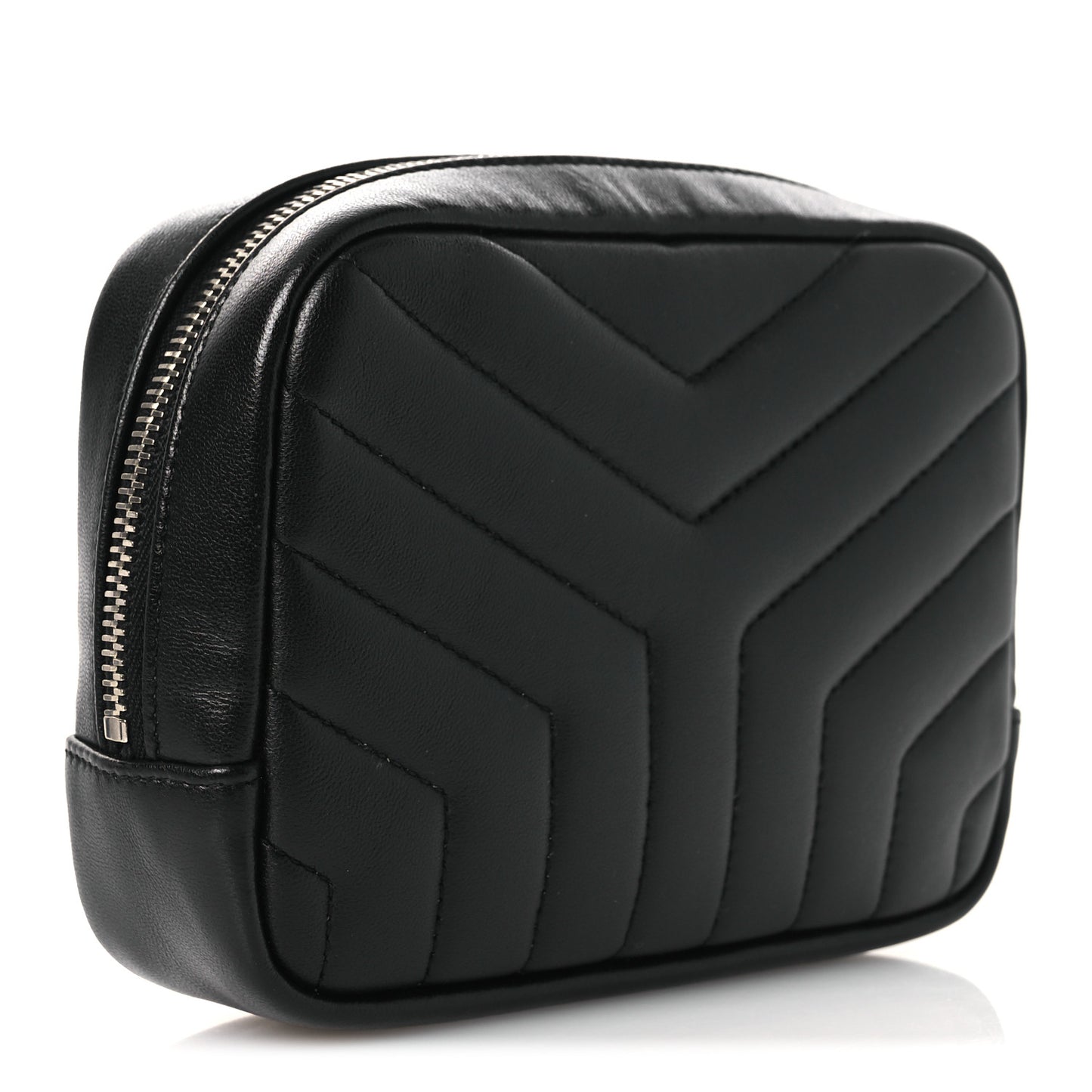 Lambskin Y Quilted Monogram Loulou Cosmetic Case Black