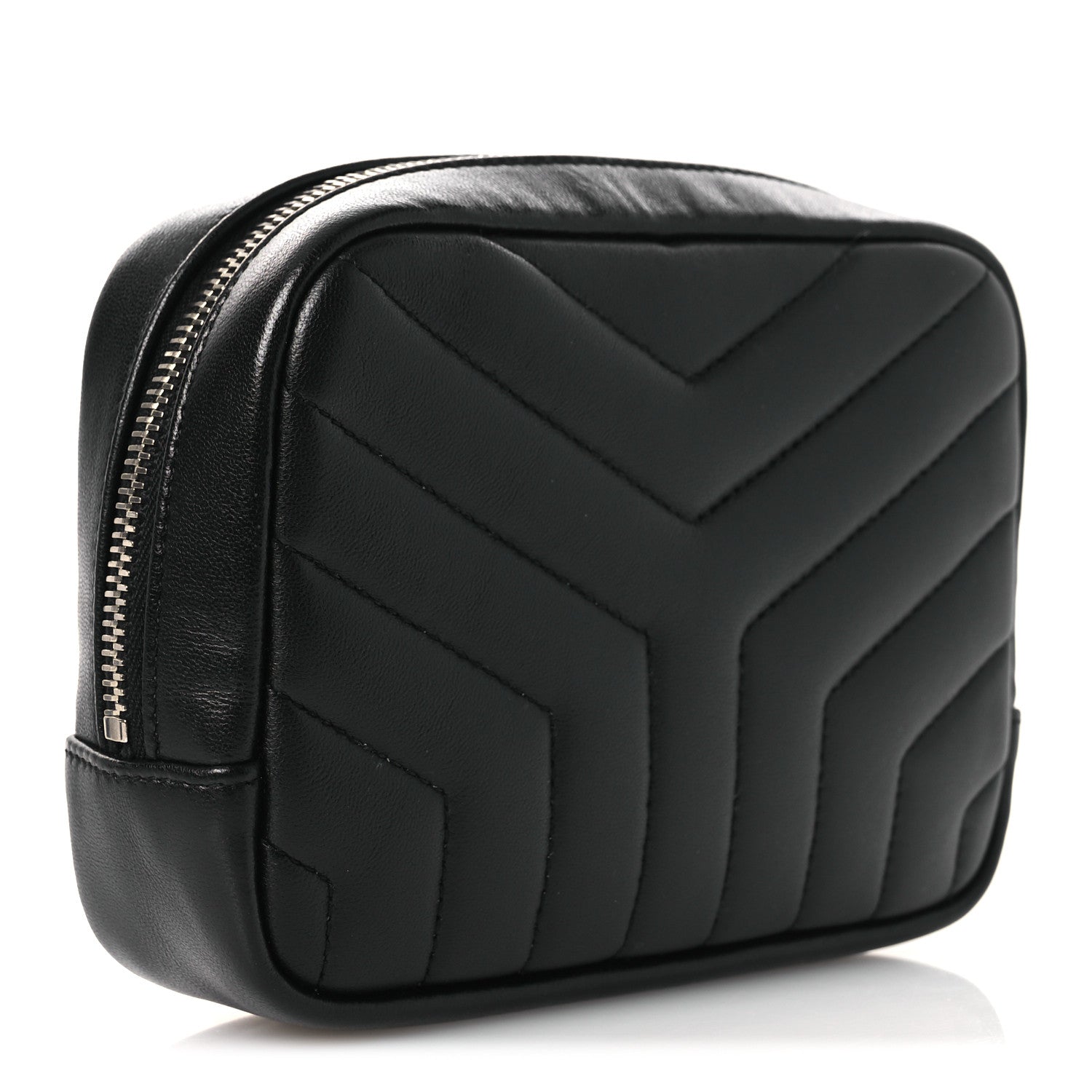 Saint Laurent Lambskin Y Quilted Monogram Loulou Cosmetic Case Black 3 of 10