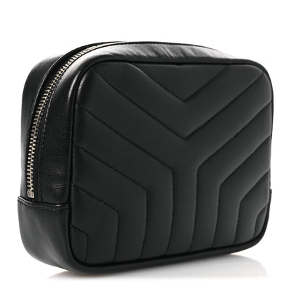 Saint Laurent Lambskin Y Quilted Monogram Loulou Cosmetic Case Black 3 of 10