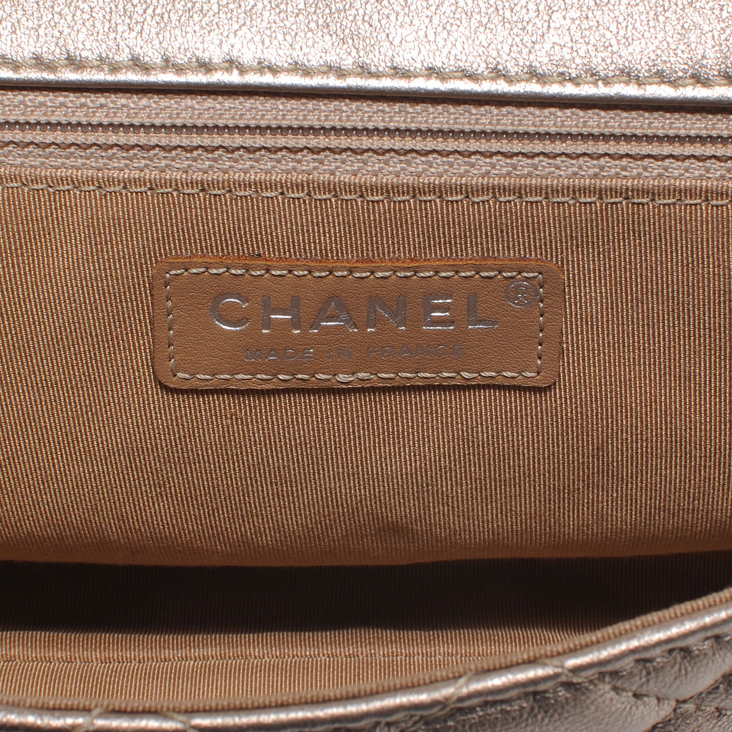 Calfskin Quilted Roll Clutch Metallic Gold