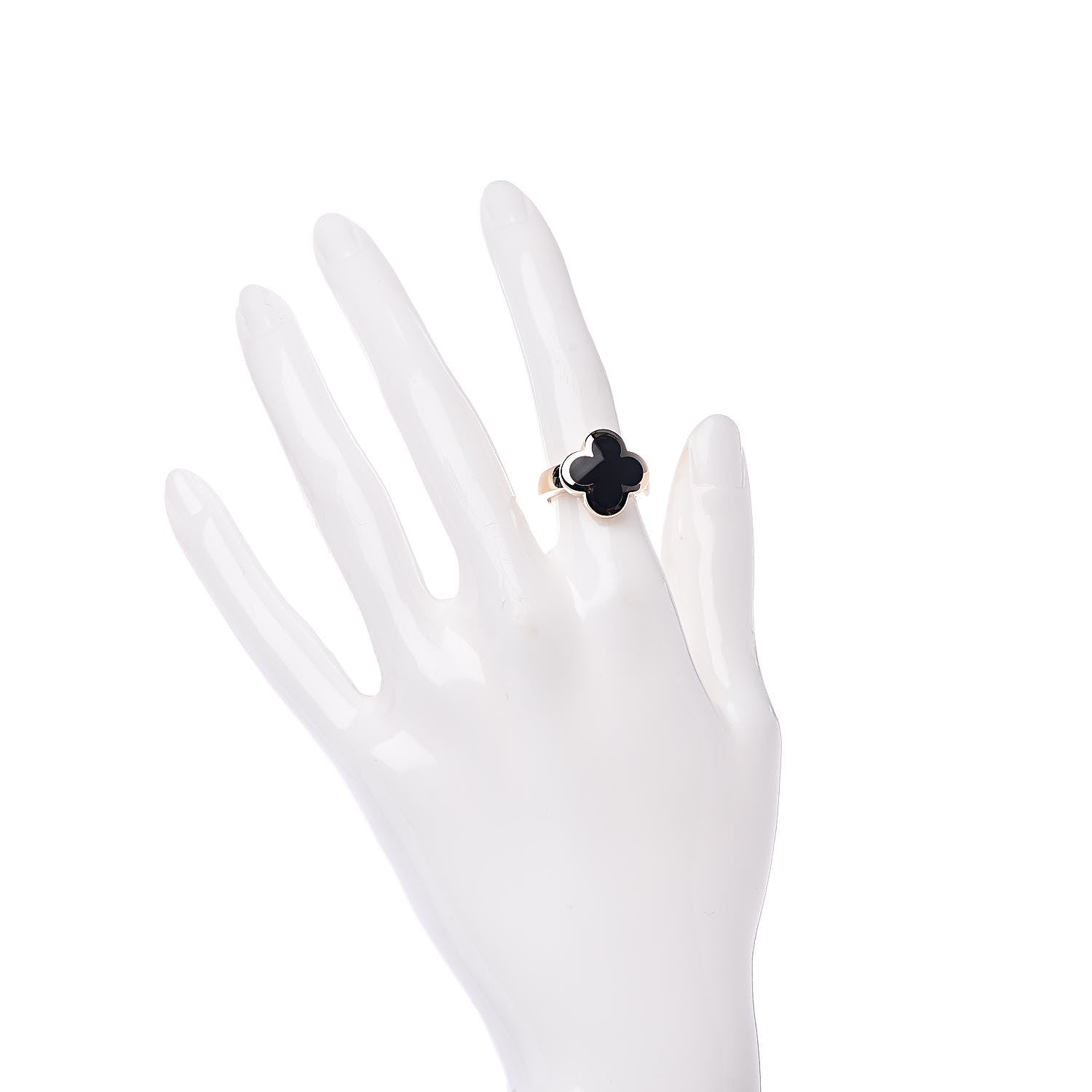 Van Cleef & Arpels 18K Yellow Gold Black Onyx Pure Alhambra Ring 48 4.5 2 of 5