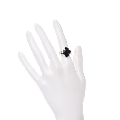 Van Cleef & Arpels 18K Yellow Gold Black Onyx Pure Alhambra Ring 48 4.5 2 of 5