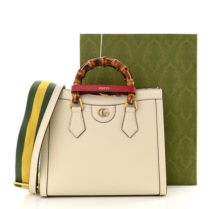 Gucci Textured Dollar Calfskin Web Small Diana Tote Bag Mystic White 11 of 11