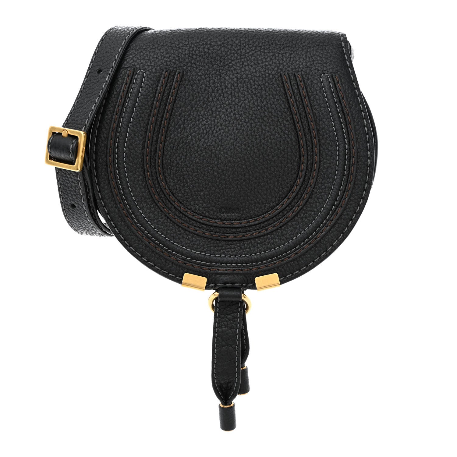 Chloe Grained Calfskin Small Marcie Saddle Bag Black 1 of 11