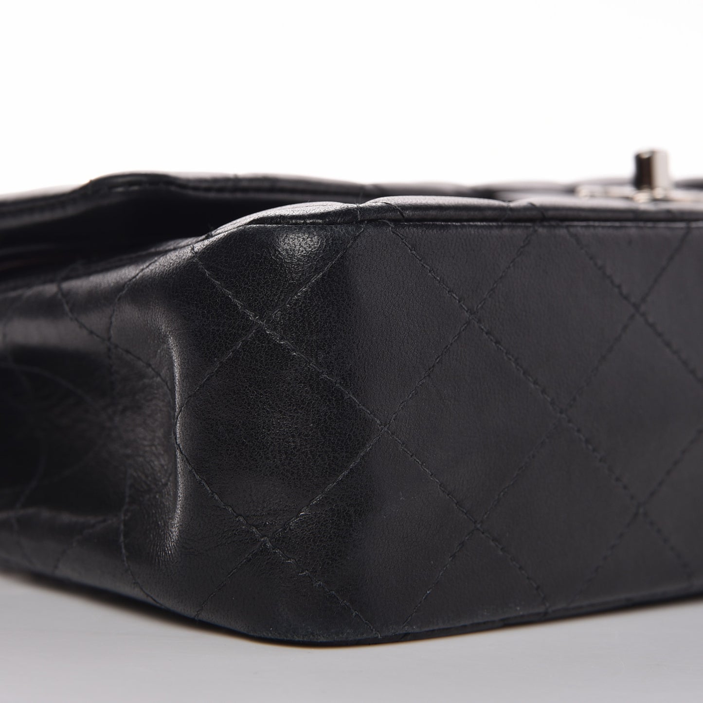 Lambskin Quilted Medium Double Flap Black