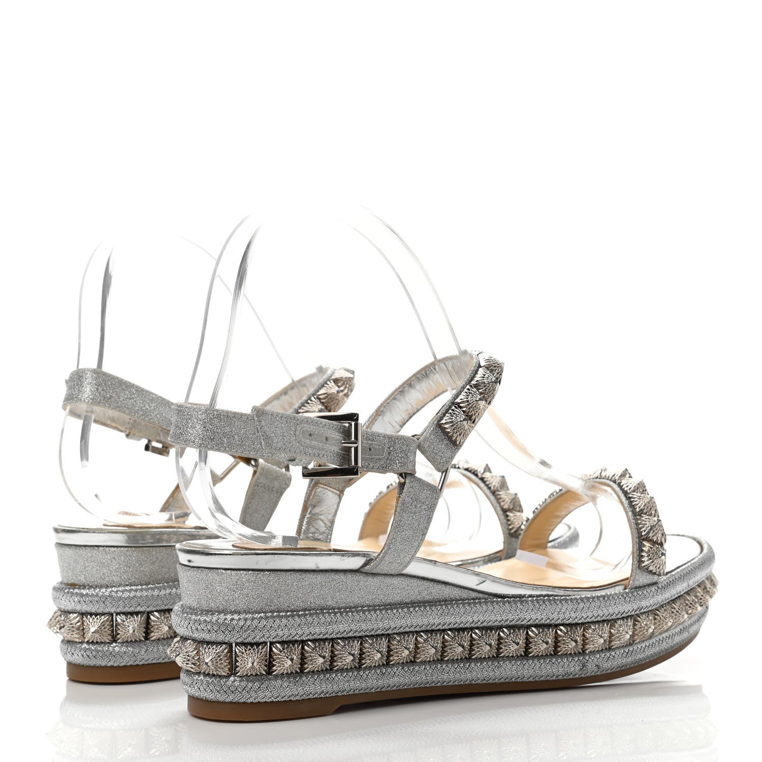 Christian Louboutin Glitter Pira Ryad 60 Platform Sandals 38 Silver 3 of 4