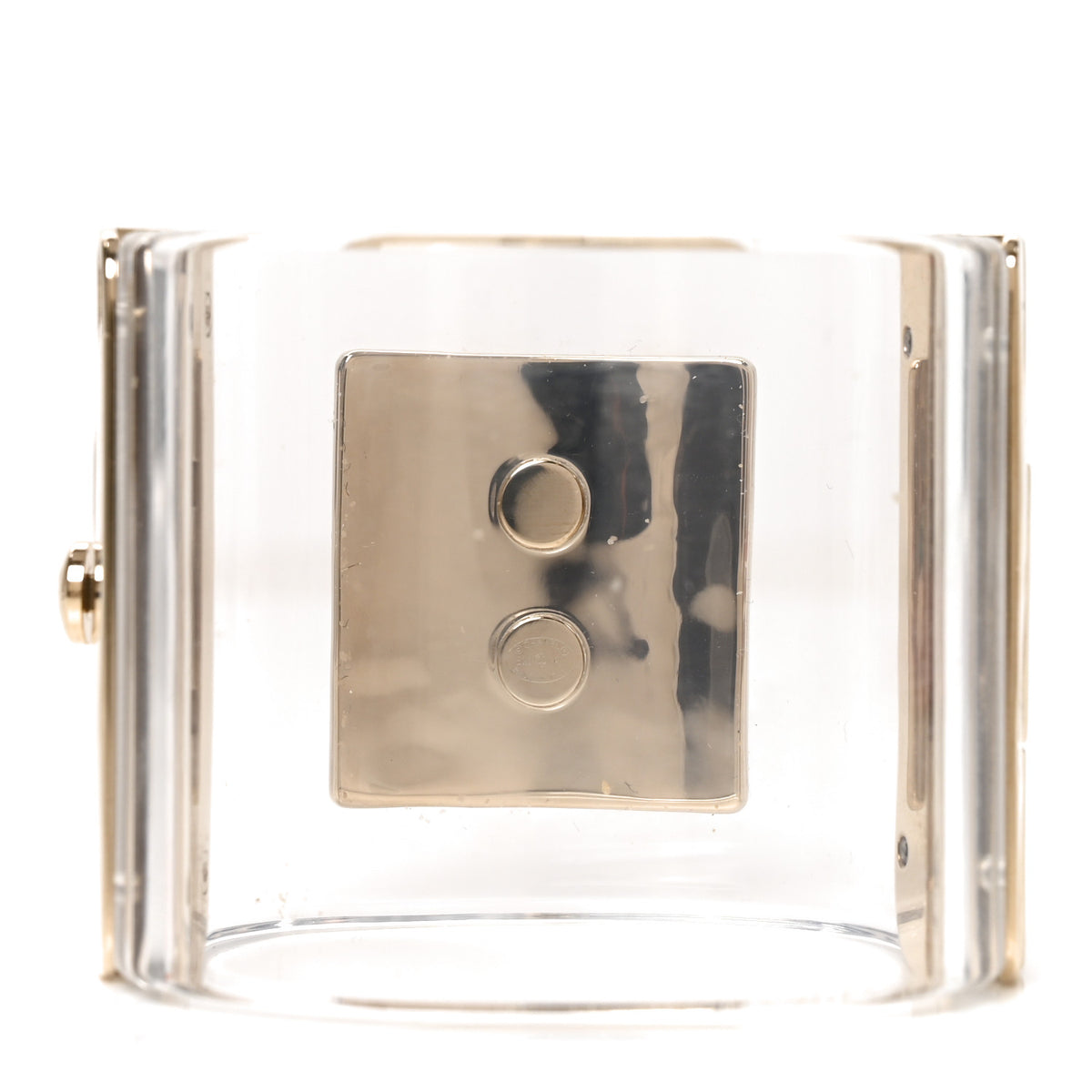 Chanel Resin Crystal CC Cuff Light Gold 3 of 4