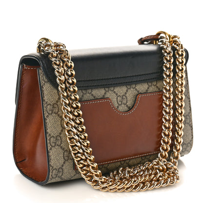 Gucci GG Supreme Monogram Calfskin Small Padlock Shoulder Bag Beige Black Cuir 3 of 12