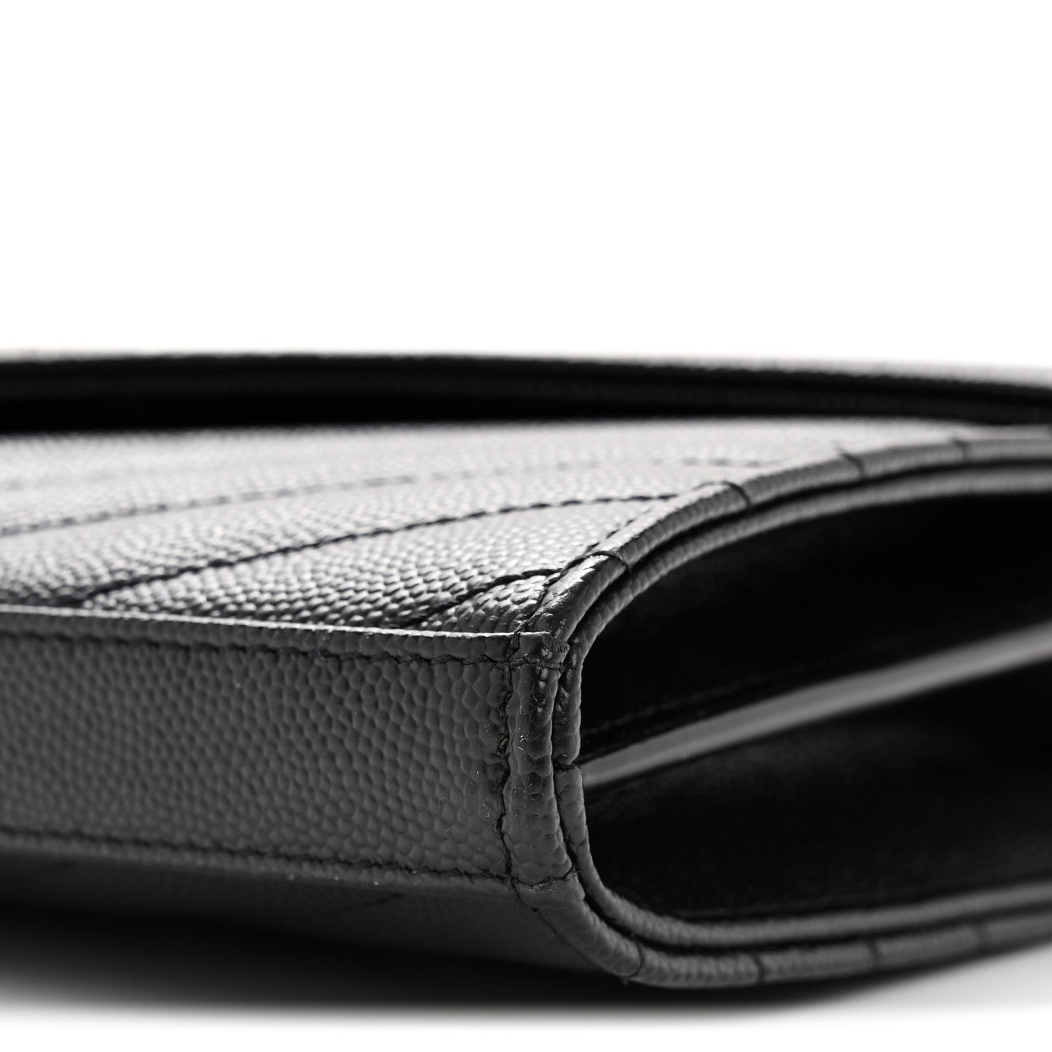 Saint Laurent Grain De Poudre Matelasse Chevron Monogram Chain Wallet Black 10 of 12