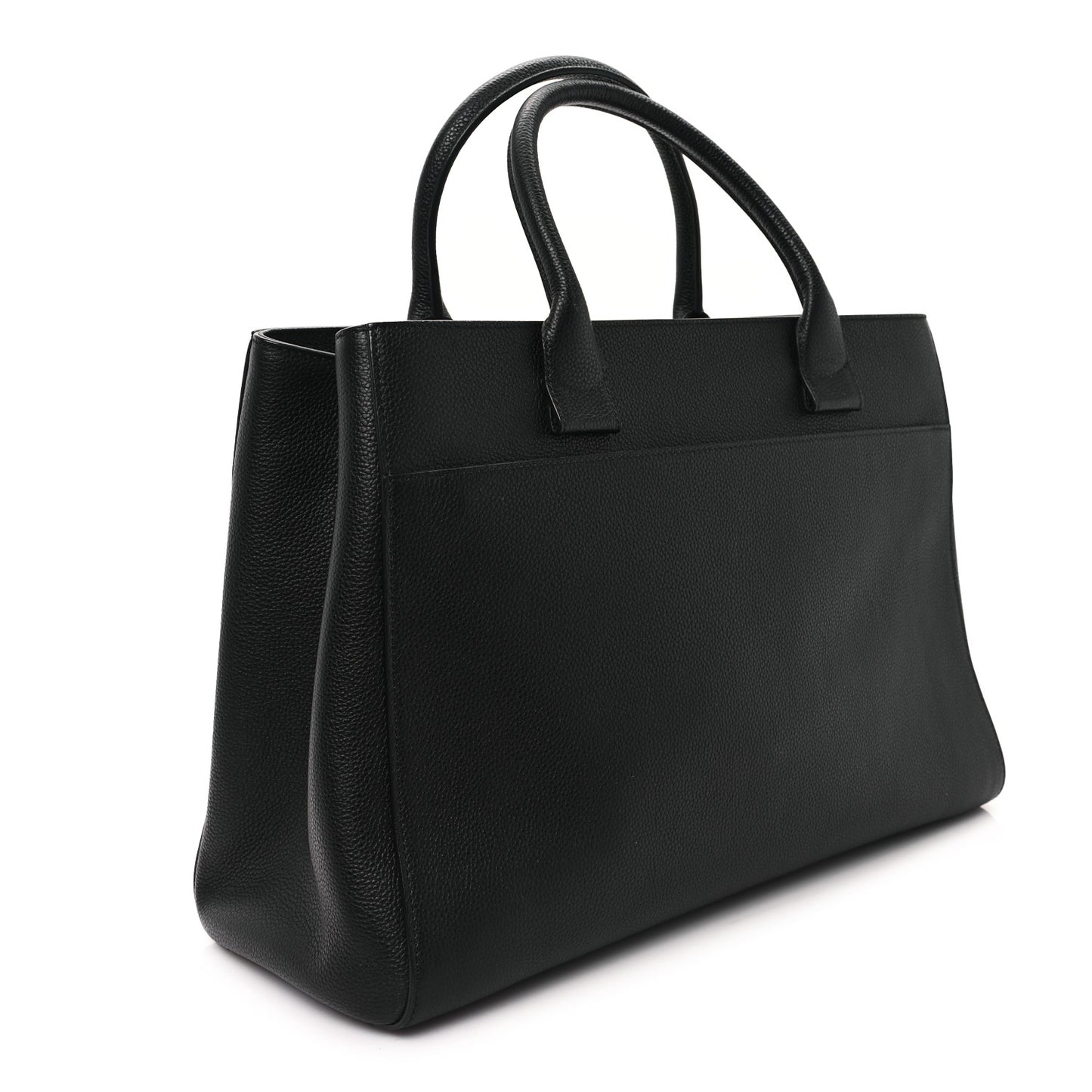 Grained Calfskin Large Neo Executive Shopper Tote Black Black