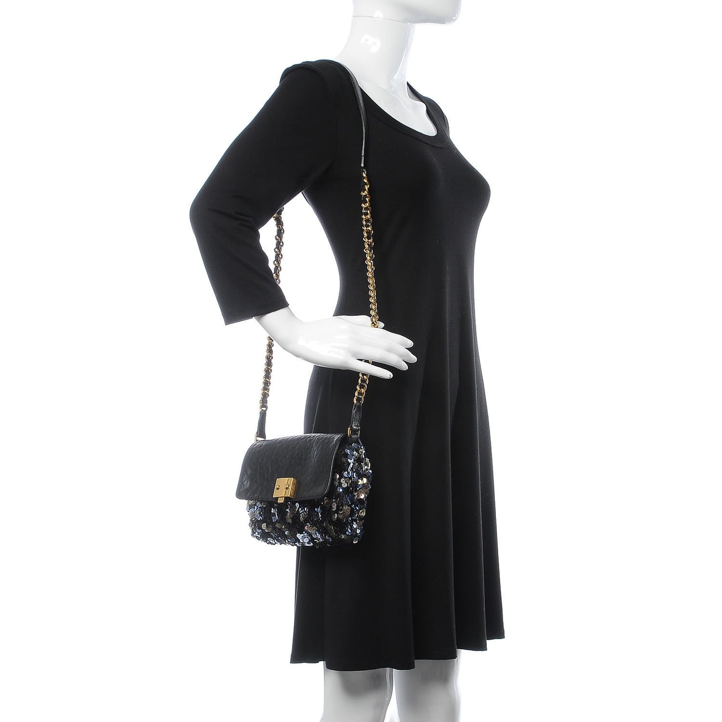 Sequins Tweed Mini Debbie Crossbody Bag Black