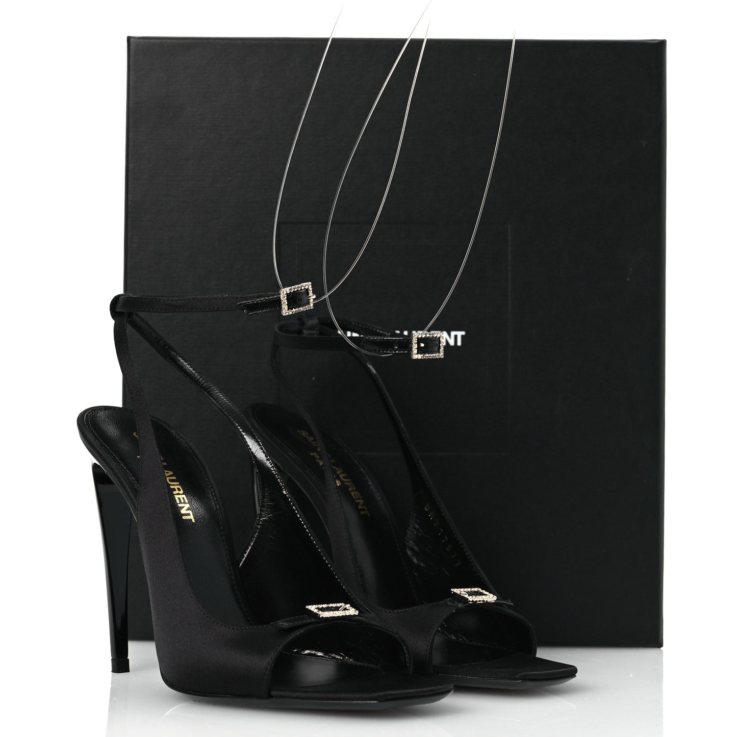 Crepe Satin Melody 105 Ankle Strap Sandals 36 Black