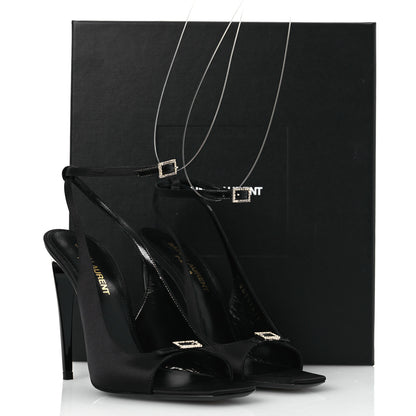 Saint Laurent Crepe Satin Melody 105 Ankle Strap Sandals 36 Black 12 of 12
