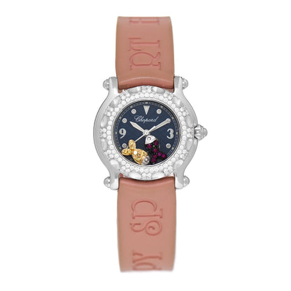 Chopard Stainless Steel Rubber Diamond Bezel Ruby Yellow Sapphire 26mm Happy Sport Fish Quartz Watch 1 of 4