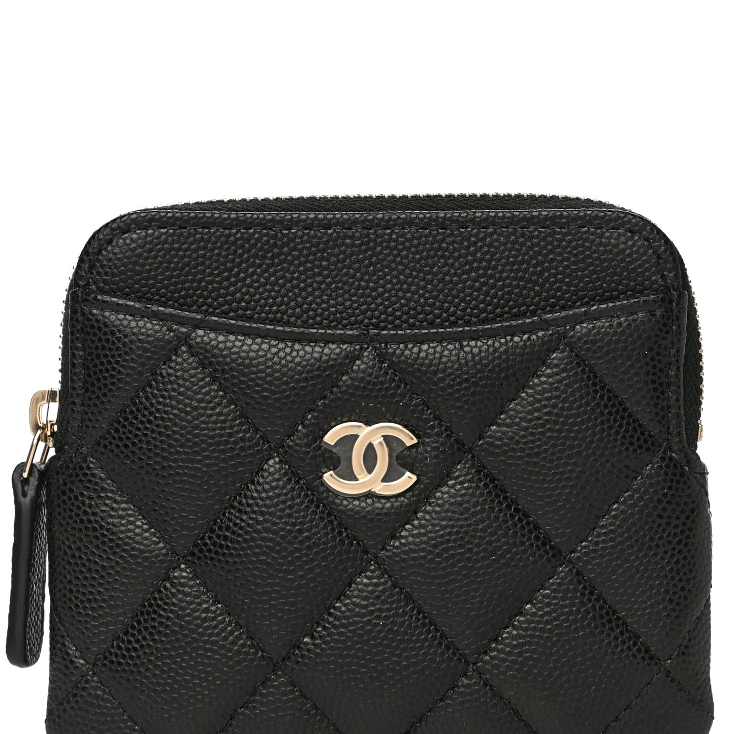 Caviar Quilted Zip Card Holder Wallet Black