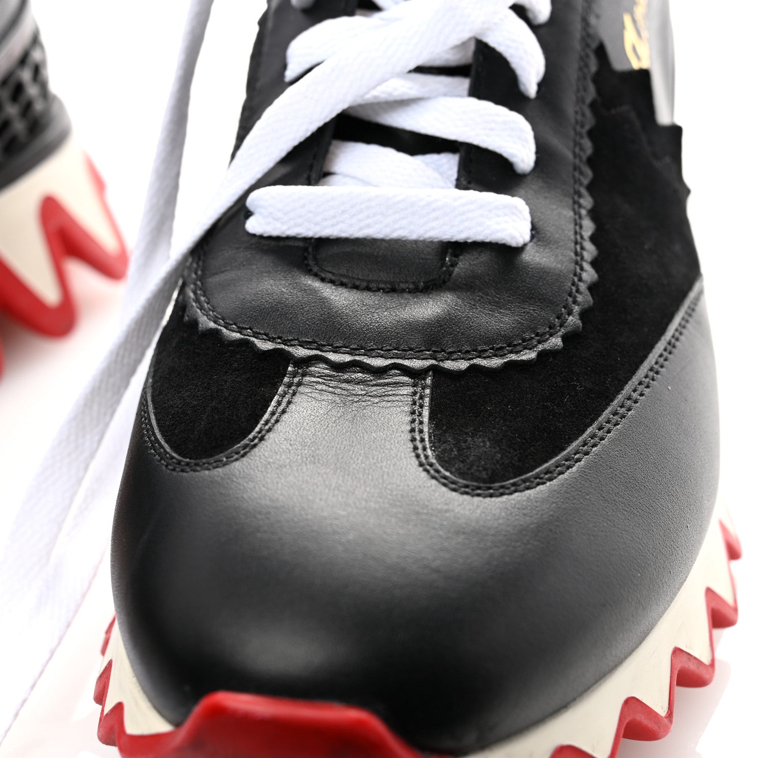 Christian Louboutin Calfskin Suede Patent Womens Loubishark Sneakers 40 Black Loubi 8 of 11