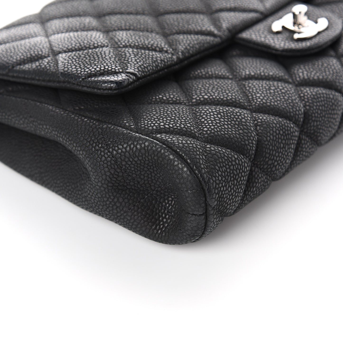 Caviar Quilted Clutch With Chain Flap Black