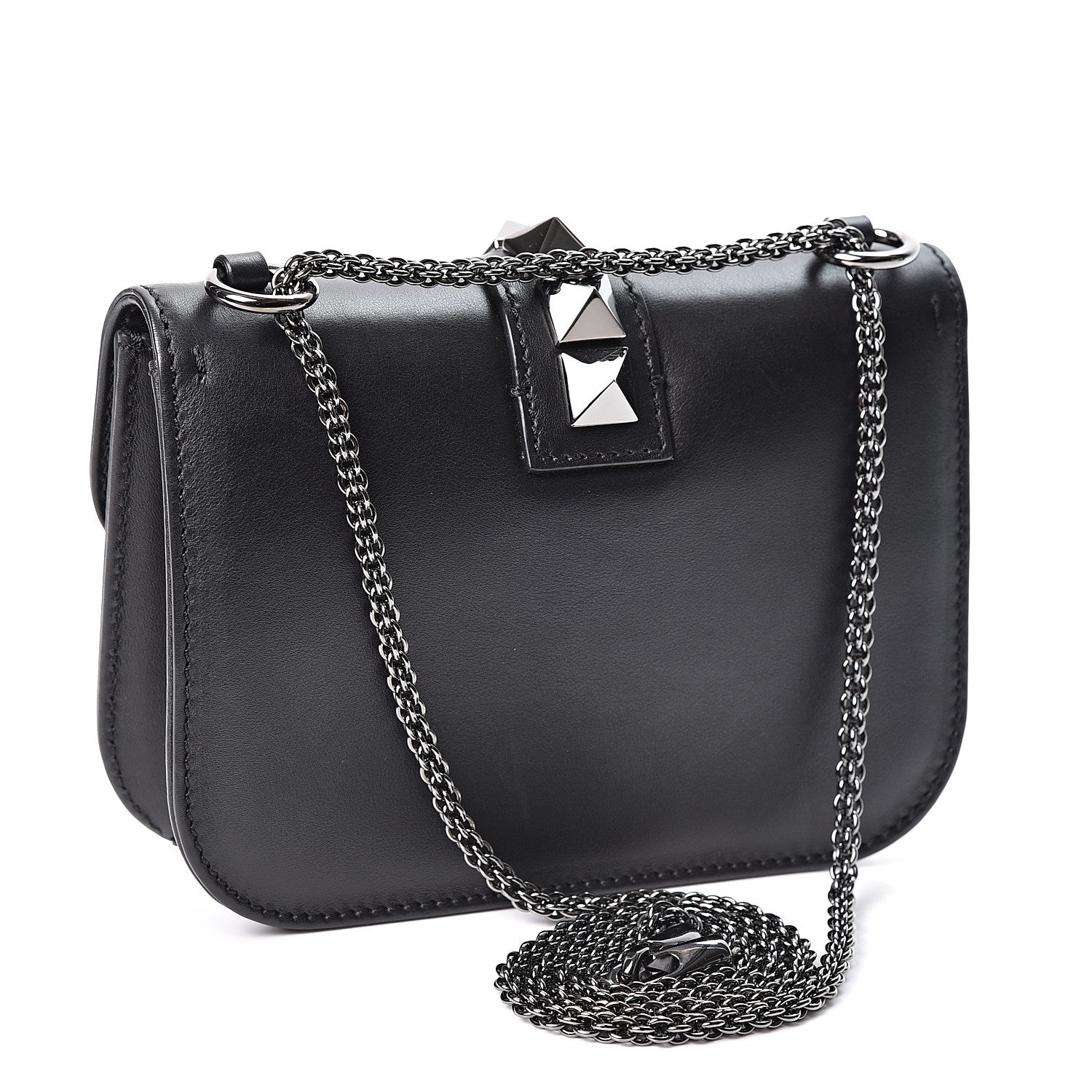 Valentino Garavani Vitello Small Glam Lock Rockstud Flap Black 2 of 8