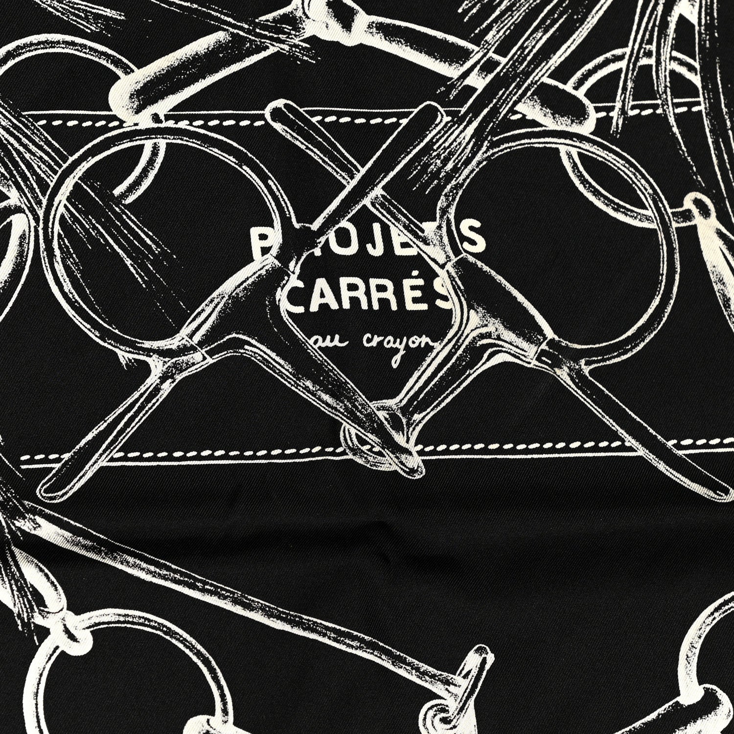 Hermes Silk Projets Carres Scarf 90 Black White 4 of 7