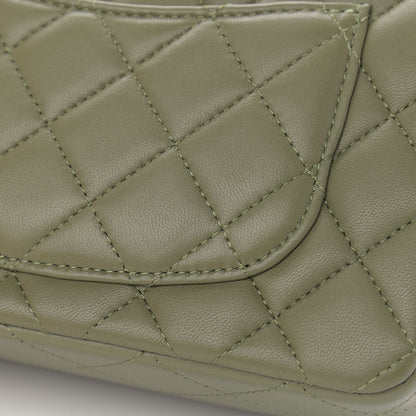 Chanel Lambskin Quilted Mini Rectangular Flap Khaki 10 of 12