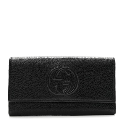 Gucci Pebbled Calfskin Large Soho Continental Wallet Black 1 of 7