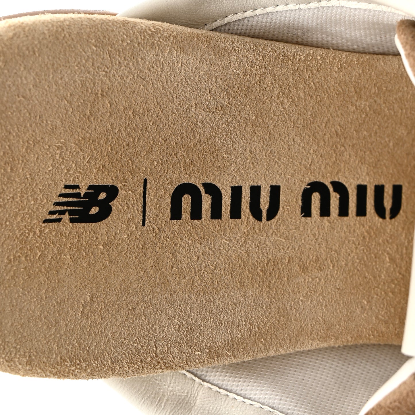 X NEW BALANCE Faded Suede Calfskin 530 SL Slip-On Mules 36 Ecru