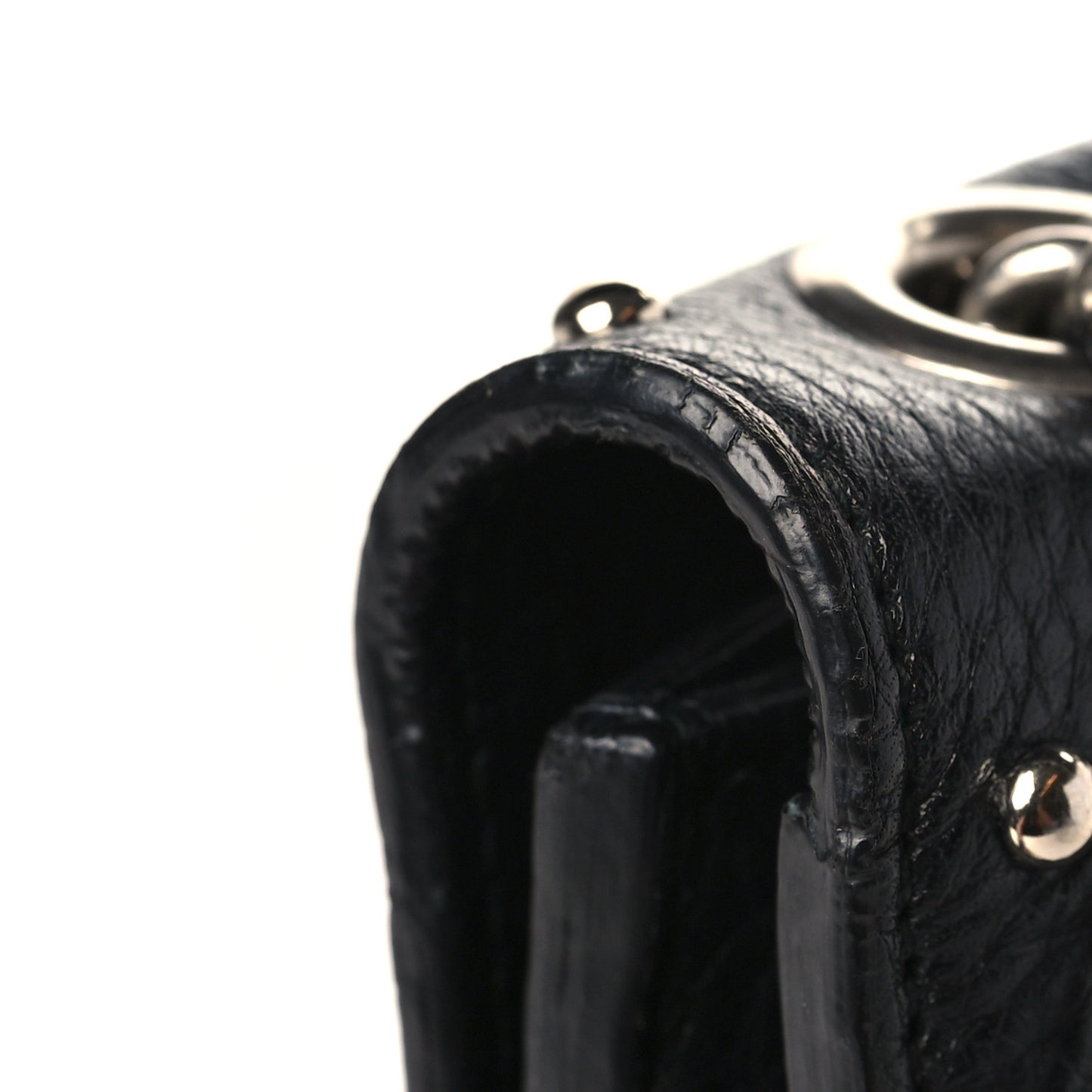 Calfskin Studded Medium Miss Bamboo Shoulder Bag Black