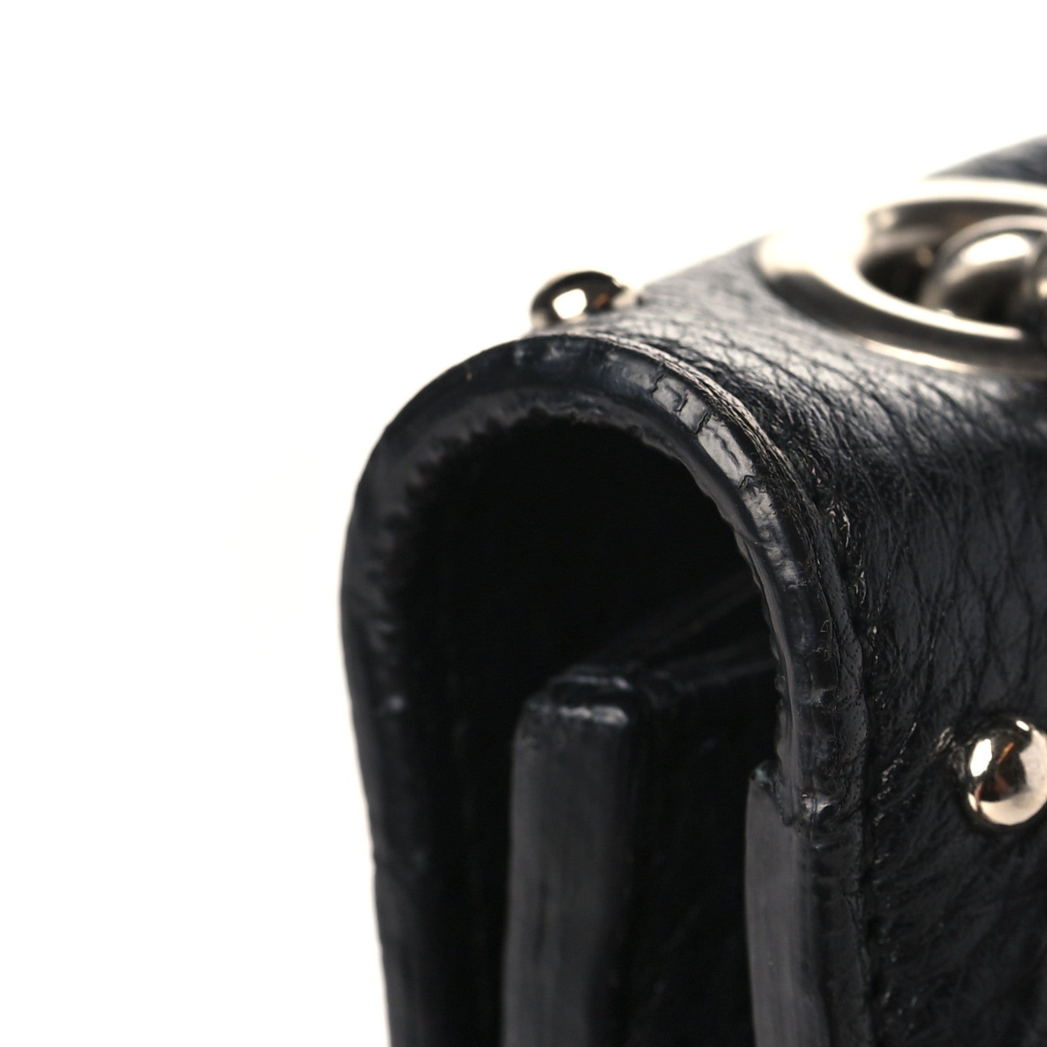 Gucci Calfskin Studded Medium Miss Bamboo Shoulder Bag Black 10 of 14