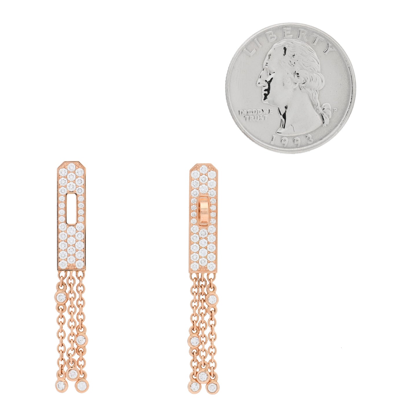 18K Rose Gold Diamond Kelly Gavroche Pave Earrings