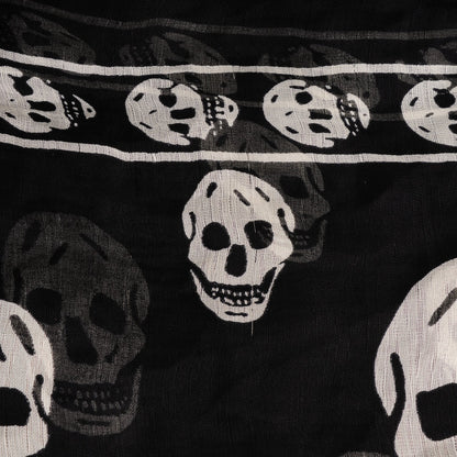Alexander McQueen Silk Chiffon Skull Scarf Black Ivory 7 of 8